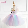 Nuovi abiti per ragazze unicorno boutique per bambini Abiti da principessa con paillettes Festa di compleanno Abiti tutu Fascia per unicorno 2 pezzi vestiti per bambini A371093585