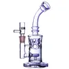 Fab Egg Perc Purple Hookahs暗い緑のガラスの水道管8インチと14mmの関節パイプバブラー曲がった首