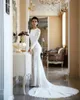 2020 Vintage Mermaid Trouwjurken Kant Applique Beaded Berta Sweep Trein Boho Trouwjurk Bruidsjurken Plus Size Mouwen Abiti da SPOSA