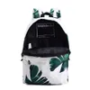 Designer-Casual Haute Qualité Toile Femmes Sac À Dos Feuille Verte Motif Impression Femelle Quotidien Ordinateur Portable Sac À Dos Filles Collège Mochila