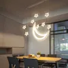 Yıldız ve Ay Asma Işıklar Modern Salon Yemek Odası Bar Ev Dekorasyon Sarkıt MYY için kolye ışıkları açtı