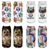 Nouveau Meias été automne Harajuku hibou chaussettes impression 3D Animal fille femmes coupe basse cheville chaussettes chat imprimé chaussettes