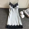 Laço profundo pescoço em v nightdress sexy lingerie camisola dormentes dormitórios vestido de noite mulheres sem mangas noturna de nightwear seda de seda cetim nighshirt1