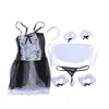 Hot 2018 New Bow Lace Lingerie Women French Maid Cosplay Sexy Lingerie Hot Transparent Costumes Erotic Lovely Maid Costumes