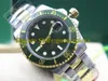 3 couleurs luxe hommes couronne montre hommes noir vert bleu céramique lunette plongée chronomètre date deux tons or acier montres de sport