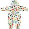 Barn Rain Jumpsuit Hooded Raincoat Hög sikt Reflekterande Rainsuit Rainwear Andningsbara regnrockar för barn Boy Girl Studenter BYP578