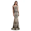 Real Image Champagne Mermaid Evening Dresses Wear Jewel Neck Cap Sleeves Illusion Lace Appliques Sequins Long Formal Party Dress Prom Gowns