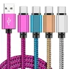 Legeringstyg flätade nylon USB -kablar 1m 2m 3m typ C Micro Data laddningskabel för Samsung S6 S7 Edge S8 Blackberry Android telefon Datumlinje