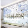 حصان أبيض خلفيات 3D خلفيات ثلاثي الأبعاد المشهد خلفية التلفزيون الجدار الديكور اللوحة