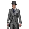 Grå Bröllop Tuxedos One Knapp Slim Fit Passar För Män Groomsmen Tre Pieces Prom Party Groom Wear