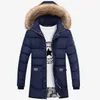 2018 Winter Men Warm Down Jacket Fur Collar Cotton Padded Long Parkas Mens Casual Removable Hooded Thick Coat Outwear Plus Size