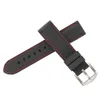 20mm 22mm 24mm Black Silicone Rubber Watch Strap Wrist Band Replacement Waterproof Watchband Red White Line Stitching Straight End6498679
