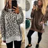 Ladies blouse -14 color hot sell 2019 autumn winter leopard print round collar irregular long sleeve blouse sweater 600218