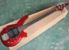 Hurtownie 4 strumyki Metallic Red Music Electric Bass Gitara z Resewood Fretboard, 24 progami, obwód aktywny