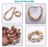 Couleur or rayures perles bébé enfant gros collier bracelet ensemble mode Bubblegum perles gros collier ensemble de bijoux pour enfants fille