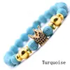 Gold Crown Beaded Couple Strands bracelets men and women new micro-inlaid zircon Yoga Chakra Jewelry Bangle Jewelry