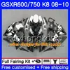 Kit för SUZUKI GSXR 750 600 GSX-R750 GSXR600 2008 2009 2010 297HM.61 GSX R600 R750 600CC GSX-R600 K8 GSXR750 08 09 10 Orange Blue Fairing