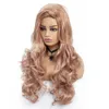 Parrucca sintetica ondulata lunga per le donne parrucche color oro rosa capelli Cosplay ondulati senza colla in fibra ad alta temperatura da 22 pollici