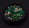 Nail ornaments 4cm black box illusion color pointed bottom drill + flat bottom drill + fairy beads + Gemstone Ring mix 12 options