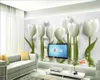 beibehang wallpaper 3d on the wall Custom wall sticker wallpaper romantic white tulip background wall wallpaper for walls 3 d