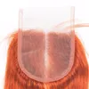 Bundles orange avec fermeture Silky Straight Burnt Orange Color Weaves avec fermeture à lacet 4X4 Partie médiane Cheveux vierges brésiliens