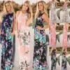 Kvinnor Ärmlös Klänning Vintage Blomma Utskrift Party Club Böhmen Sexig Maxi Blommig Klänning Svart Casual Klänningar Sundress LJJA3761