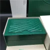 Original Correct Matching Papers Security Card Gift Bag Top Green Wood Watch Box for Rolex Boxes Booklets Watches Free Print Custom Card