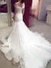 Abiti da sposa eleganti a sirena con spalle scoperte Applique in pizzo Organza Cappella con strascico Abito da sposa Abito da sposa su misura vestido de novia