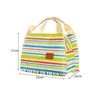 Canvas Stripe Picnic Lunch Drink Borsa termica termica Tote Bag 450ML Custodia da trasporto portatile Lunch Box 6 colori 30 pezzi