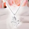 New Fashion Women Unicorn Horse Pendant Necklace Plating Chain Choker Christmas Jewelry Lovely Gift Free Shipping