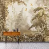 Papier peint 3D Style européen rétro peint à la main plante forêt tropicale feuille peintures murales salon TV canapé fond Papel De Parede Sala