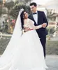 2019 Vestido de novia árabe Exquisito vestido de fiesta Mangas largas transparentes Apliques de encaje Iglesia Novia formal Vestido de novia Tallas grandes por encargo