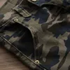 Summer Camouflage Męski dżins Armia Zielone szwy wielozadaniowe spodnie ładunkowe Patchwork Wojskowy motocyklisty spodnie Pantelones Para275l