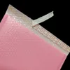 50pcs 3 크기 핑크 플라스틱 거품 가방 자기 씰링 버블 봉투 방수 폴리 메일러 배송 메일 링 가방 비즈니스 공급 1