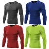 Running Jerseys Men Compression Base Layer Top Long Sleeve Sports Tights Quick Dry Rashgard T-shirt Gymnastics T shirt