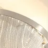 현대적인 스타일 실버 천 예술 펜던트 램프 체인 술 알루미늄 체인 스트림 아틀란티스 샹들리에 램프 서스펜션 천장 조명