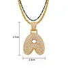 A-Z nom personnalisé bulle lettres colliers pendentif breloque pour hommes femmes Bling blanc Zircon