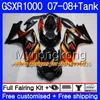 Kit+Tank For SUZUKI GSX R1000 GSXR-1000 GSXR 1000 2007 2008 301HM.40 GSX-R1000 07 08 Body K7 hot blue frame GSXR1000 07 08 Fairing 7Gifts