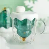 Creatieve 3D Transparante Dubbele Anti-Brander Glas Kerstboom Star Cup Koffiekopje Melk Juice Cup Kinderen Kerst Valentine Gift