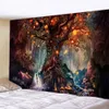 Tree Tapestry, Tree of Life Themed Arrangement met Thirving Jungle Spring Season, Wall Hanging for Slaapkamer Woonkamer Dorm, Grootte: 150x100C