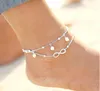 High quality Lady Double 925 Sterling silver Plated Chain Ankle Anklet Bracelet Sexy Barefoot Sandal Beach Foot Jewelry Epacket free ship