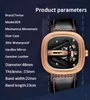 TEVISE hommes montre automatique mode cadran carré en cuir montre mécanique Date étanche Sport militaire mâle horloge