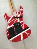 Uppgraderad Edward Van Halen 5150 White Stripe Red Electric Guitar Floyd Rose Tremolo Bridge, Låsmutter, Maple Neck Gripbräda