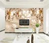 Foto behang 3d gouden parel bloem luxe sieraden woonkamer tv achtergrond gebonden muurschildering behang
