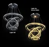 Moderne Home Decor 4 Ringen Luster Plafondverlichting Ronde Kristal Opknoping Lampen Woonkamer Keuken Slaapkamer LED Kroonluchter Verlichtingsarmaturen