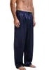 Hommes Satin Silk Sleep Bottoms Pantalons décontractés Mâle Vêtements de nuit Mens Long Lounge Pyjamas Sous-vêtements doux1