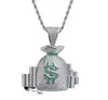 Gratis postbezorging van zirkoon ketting sieraden met hip-hop dollar symbool geld tas hanger