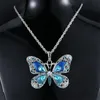 Butterfly tröja kedja halsband kristall rhinestone halsband för tjejer mode kvinnor halsband smycken djur hängsmycke charm halsband 6colors