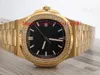 Высококачественные часы спортивные алмазные Nautilus 5711R-001 5711 черный текстурированный циферблат автоматические мужские часы желтый золотой алмазный чехол bracele