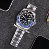 Nuovo GMT II m126719blro-0002 quadrante grigio orologio da uomo automatico zaffiro blu / rosso cola lunetta in ceramica orologi con cinturino in acciaio nero bicolore